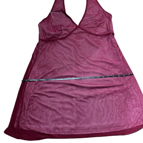 NWT Wild Fable Cherry Red Scarf Halter V-Neck Mesh Mini Dress - Picture 12 of 13